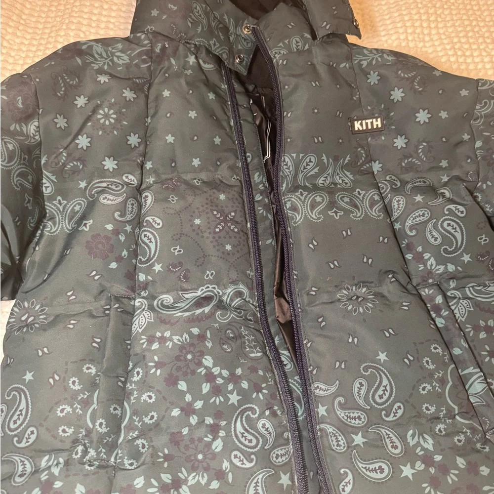 Kith Teal Paisley Print Puffer Jacket